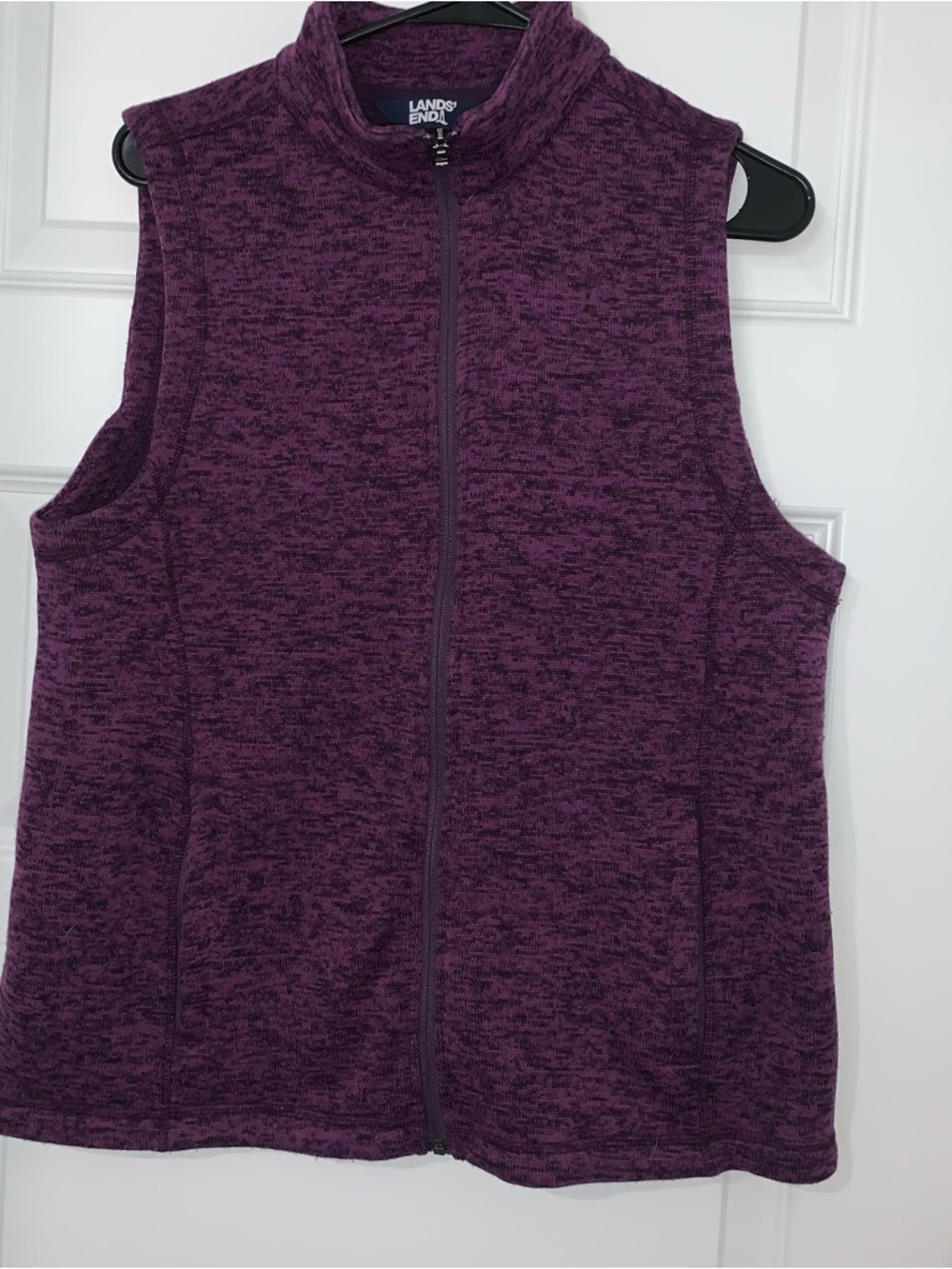 Lands' End Heathered Purple Full-Zip Fleece Vest